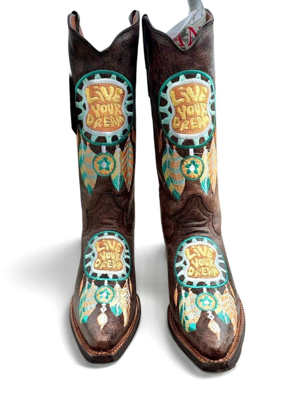 Tanner Mark Live Your Dream Embroidered Western Boots 9.5 NWT Brown